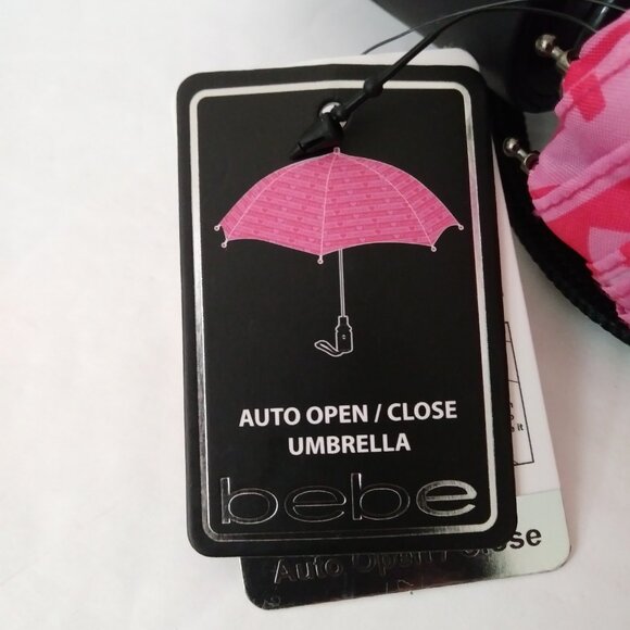 Bebe Pink Logo Compact Umbrella Auto Open - Picture 6 of 15